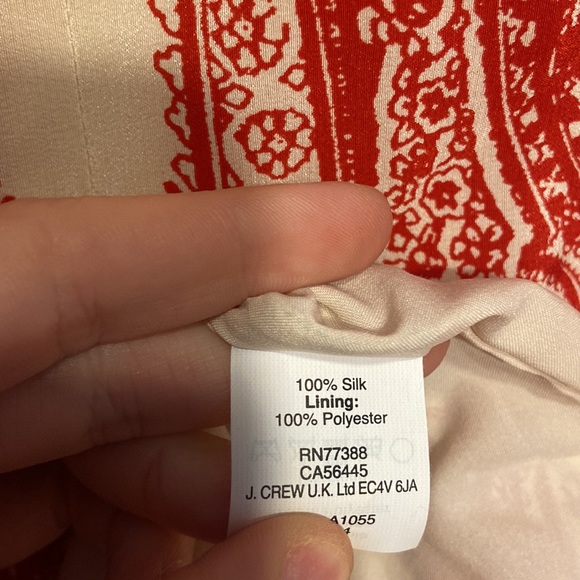 Madewell Red and cream 100% Silk Paisley Tunic Dress Fully Lined Size XS - Picture 8 of 8